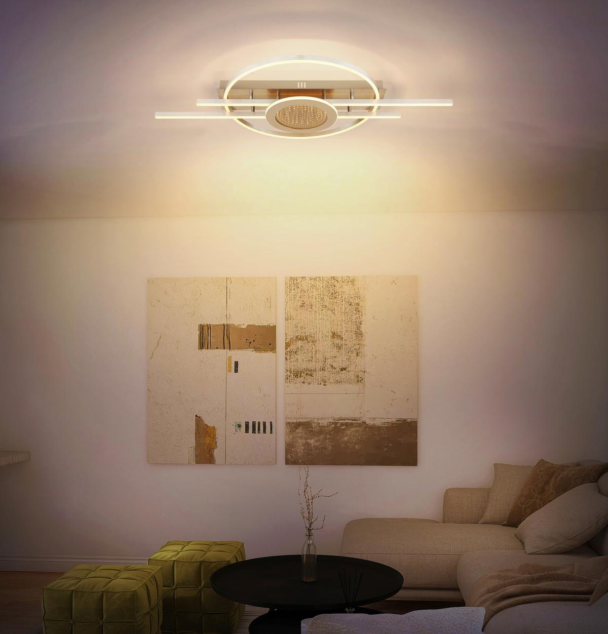 STROPNÍ LED SVÍTIDLO DONTE - bílá/barvy stříbra, Design, kov/plast (95/50/10cm) - Globo