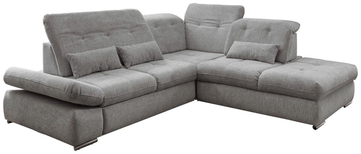 Ecksofa Mit Schlaffunktion Dalida Silberfarben Chenille - Chromfarben/Silberfarben, Design, Textil (280/254cm) - Livetastic