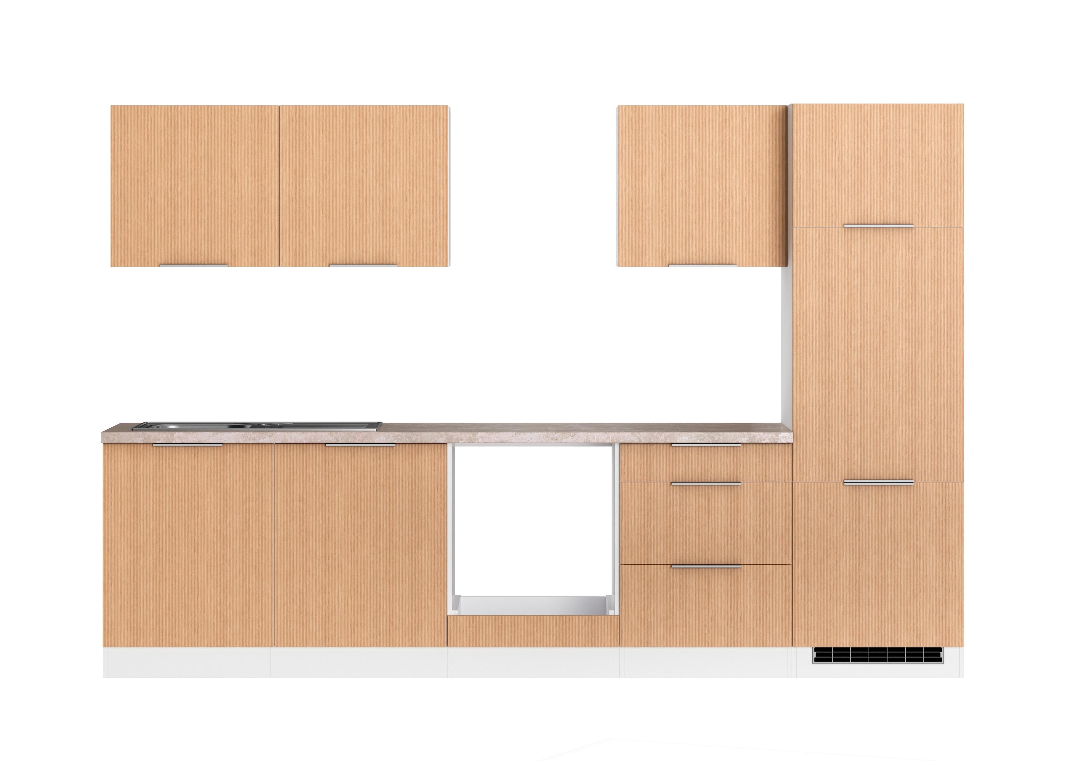 Küchenleerblock Glasgow Eichefarben/weiß B: 300 Cm - Eichefarben/Beige, LIFESTYLE, Holzwerkstoff (300cm) - Held