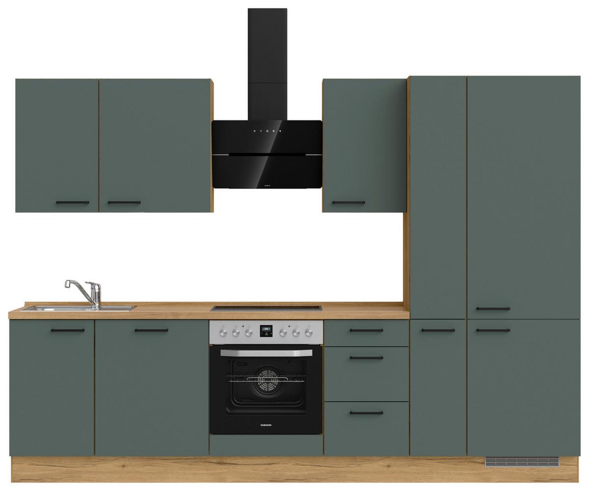 Küchenleerblock Easytouch High-Line, H7 Rechts - Dunkelgrün/Eichefarben, MODERN, Holzwerkstoff (300cm) - Nobilia