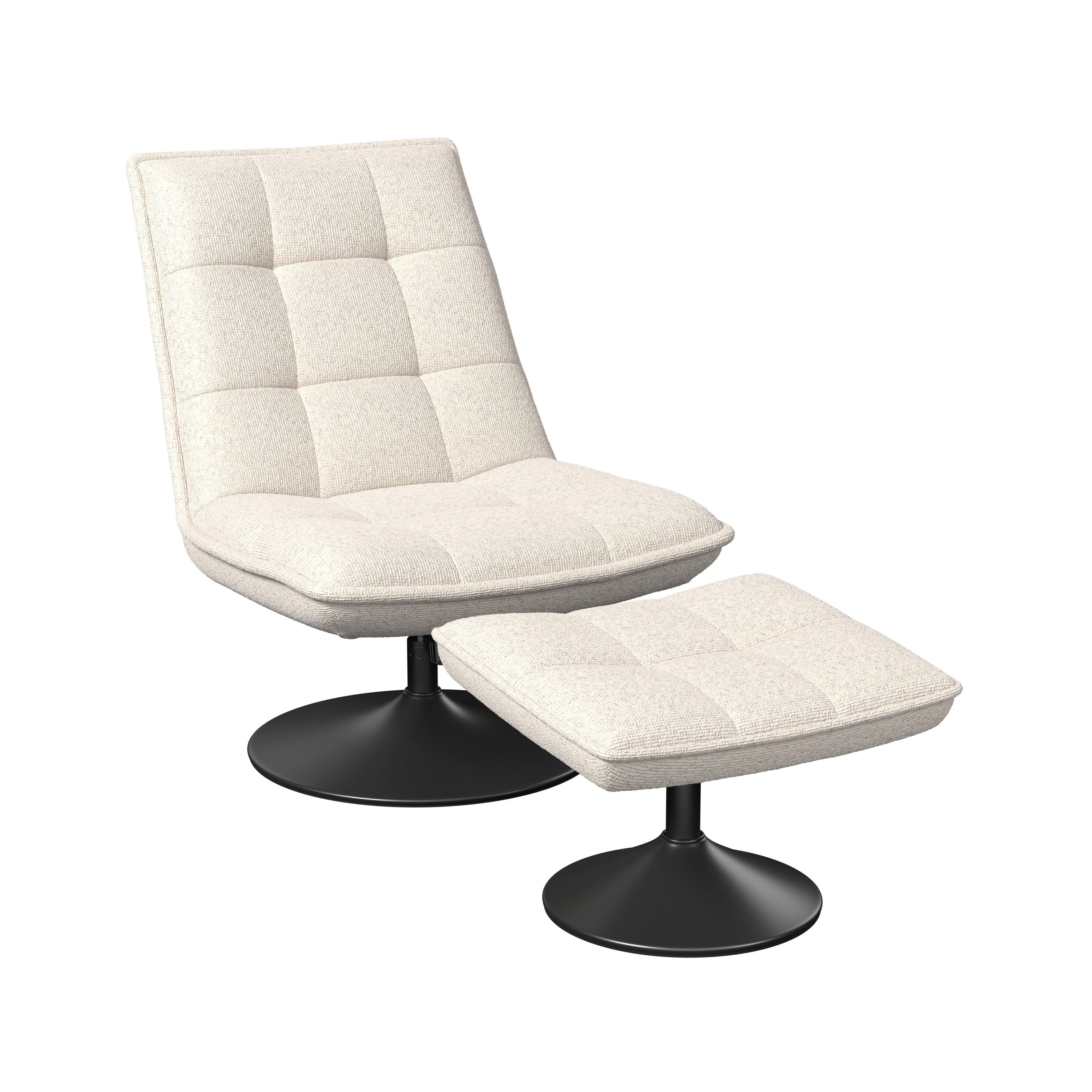 Relaxliege Kairo creme Sitzfläche drehbar, B: 71 cm - Creme/Schwarz, MODERN, Holz/Textil (71/88/89cm)
