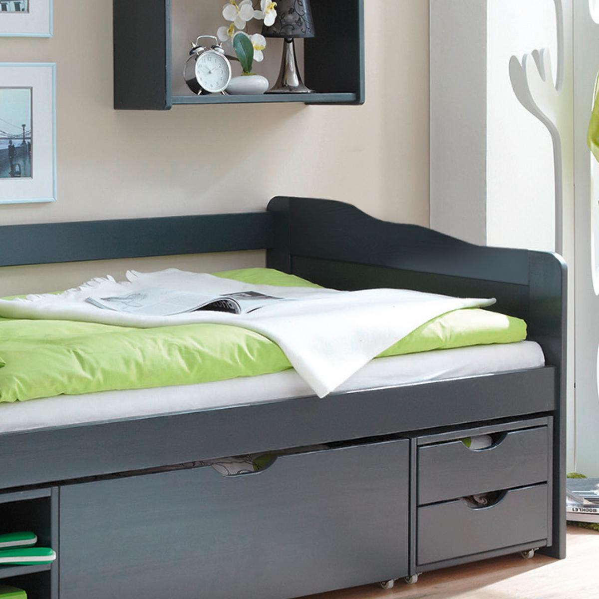 Stauraumbett 90x200 Marlies Dunkelgrau - Dunkelgrau, MODERN, Holz (90/200cm) - MID.YOU