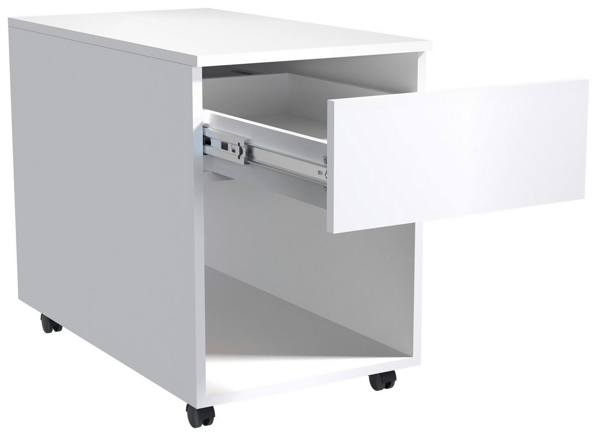 Rollcontainer Weiß Dalrosa 39x55x70 cm - Weiß, MODERN, Holzwerkstoff/Kunststoff (39/55/70cm) - MID.YOU