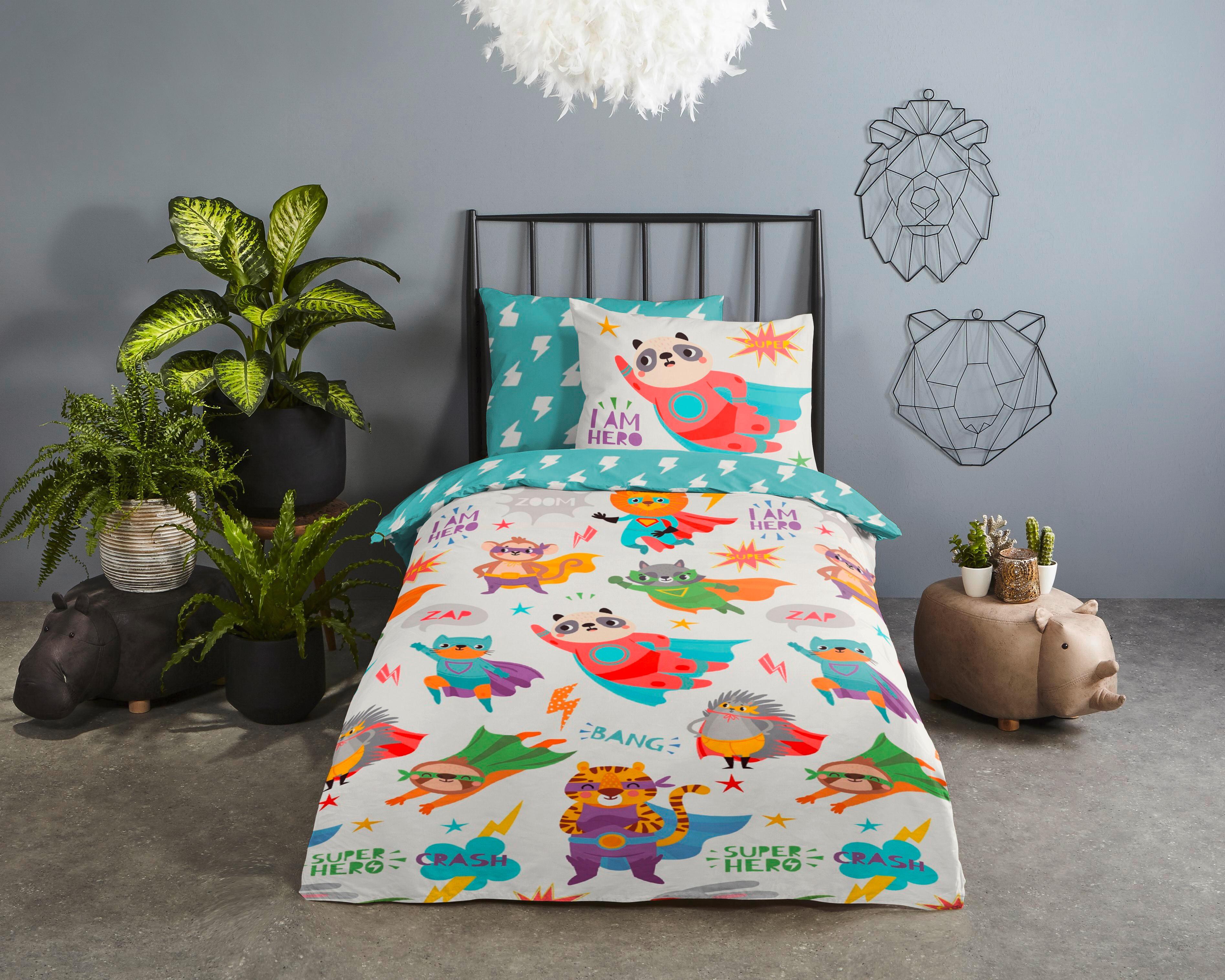Kinderbettwäsche Superhero Multicolor 120x150 cm - Multicolor, ROMANTIK / LANDHAUS, Textil (120/150cm)