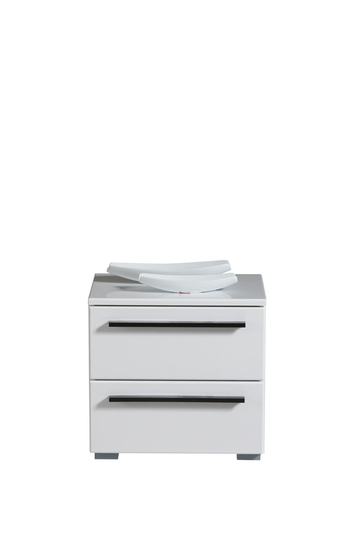 Éjjeliszekrény Ksanti - fehér/magasfényű fehér, Basics, faalapú anyag (262,5/224/65,5cm)