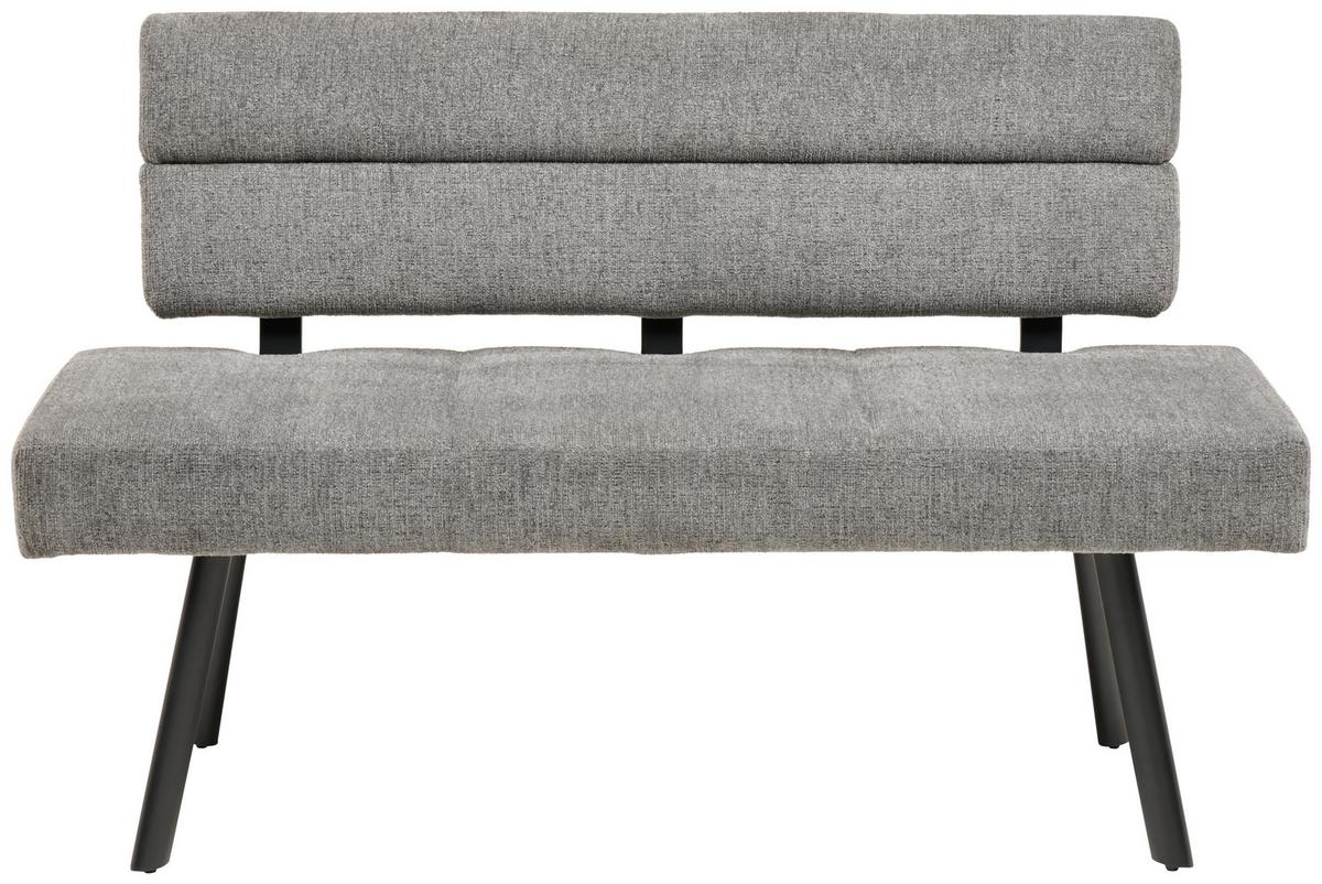 Sitzbank Paros mit Lehne Anthrazit, B: 140 cm - Anthrazit/Schwarz, KONVENTIONELL, Textil/Metall (140/88/62cm) - MID.YOU