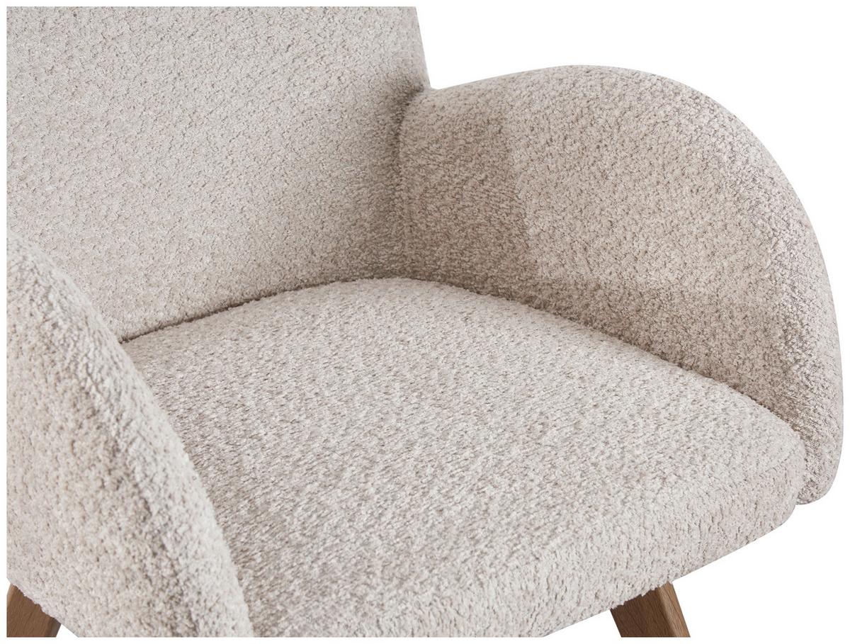 Armlehnstuhl Lydia Beige Gepolstert - Eichefarben/Beige, MODERN, Textil/Metall (57/85/63cm) - MID.YOU