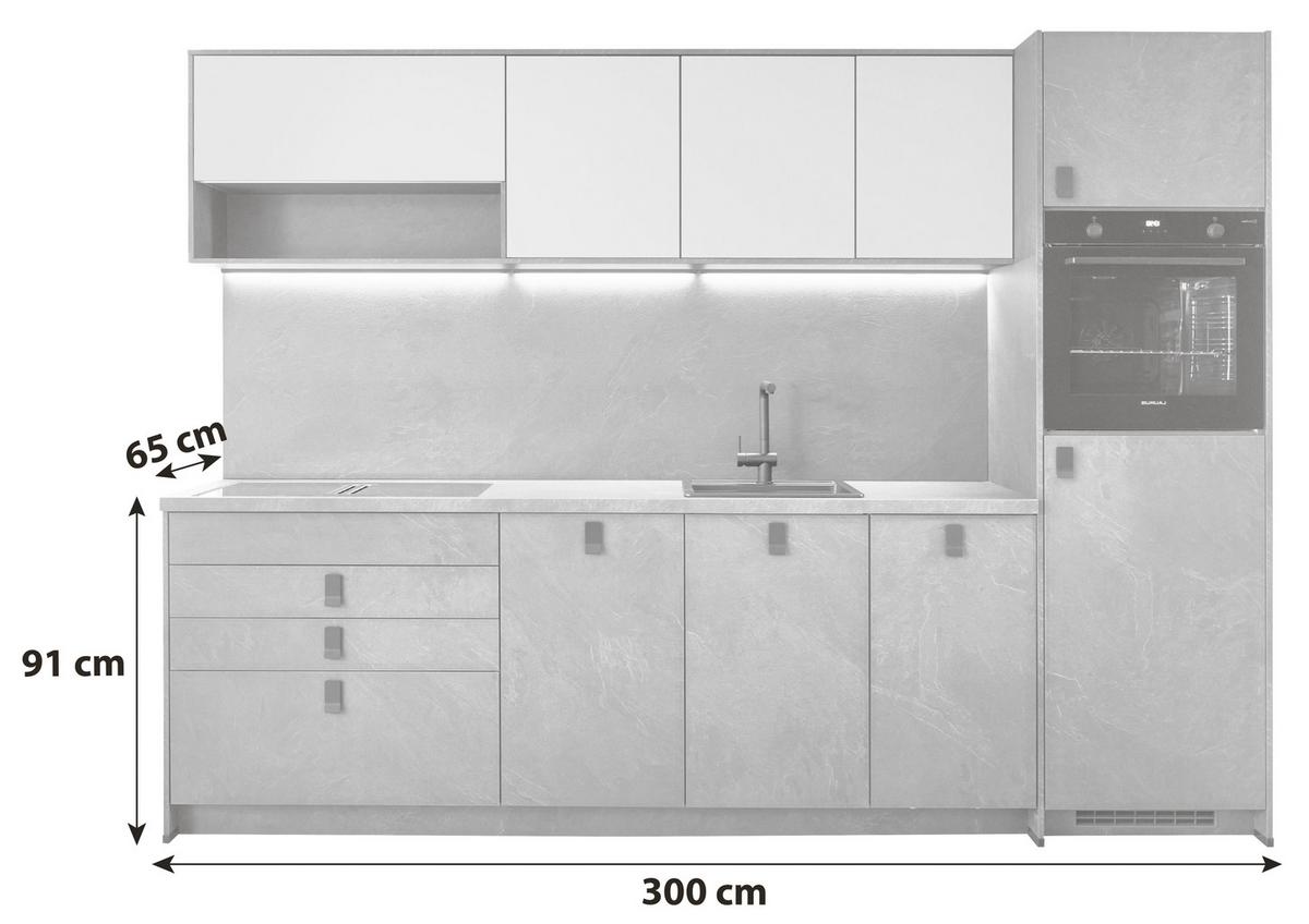 Küchenblock Stone/Sidney - Schieferfarben/Rosa, Basics, Holzwerkstoff (300cm) - Vertico