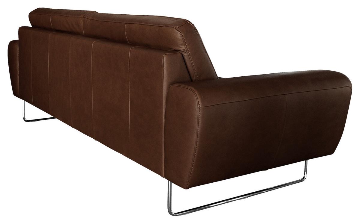 3-sitzer-sofa Spring Dunkelbraun Chrom B: 207 Cm - Chromfarben/Dunkelbraun, Design, Leder (207/85/92cm) - Livetastic