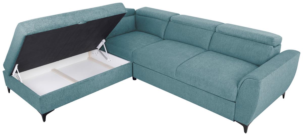 Ecksofa Lapis Petrol S: 217/255 Cm - Petrol/Schwarz, KONVENTIONELL, Textil (217/255cm) - MID.YOU