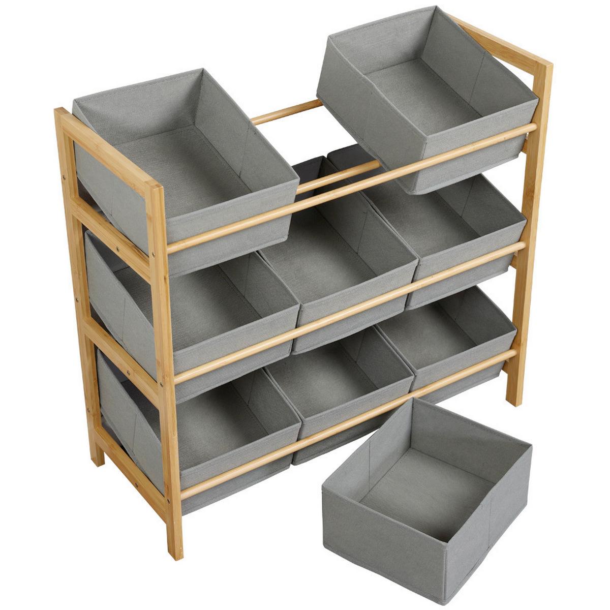 REGAL Bambus/Grau B: 65cm - Naturfarben/Grau, Basics, Holz/Textil (65/60/30cm) - Kesper