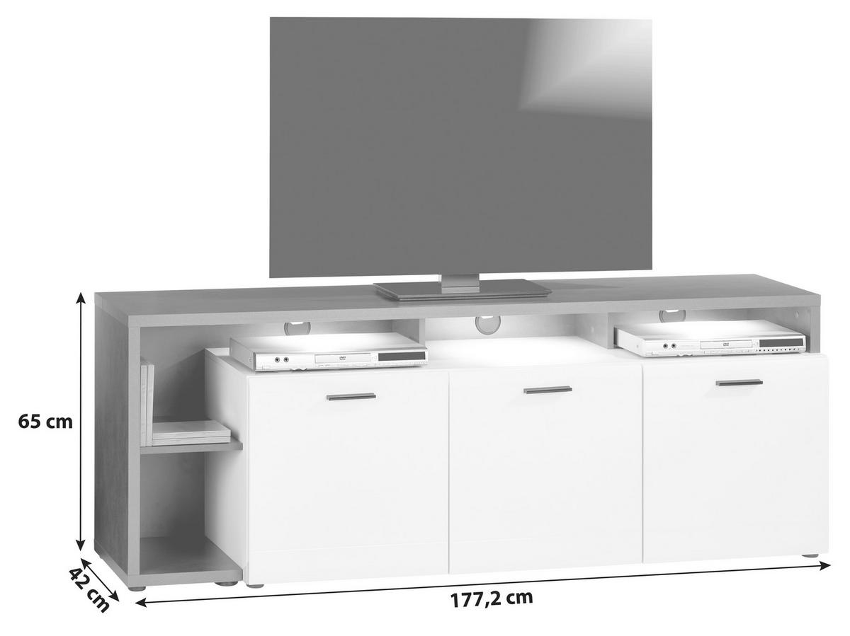 Tv-board Garda New Ganf 03 B: 177,2 Cm Grau/weiß - Schwarz/Weiß, MODERN, Holzwerkstoff (177,2/65/42cm)