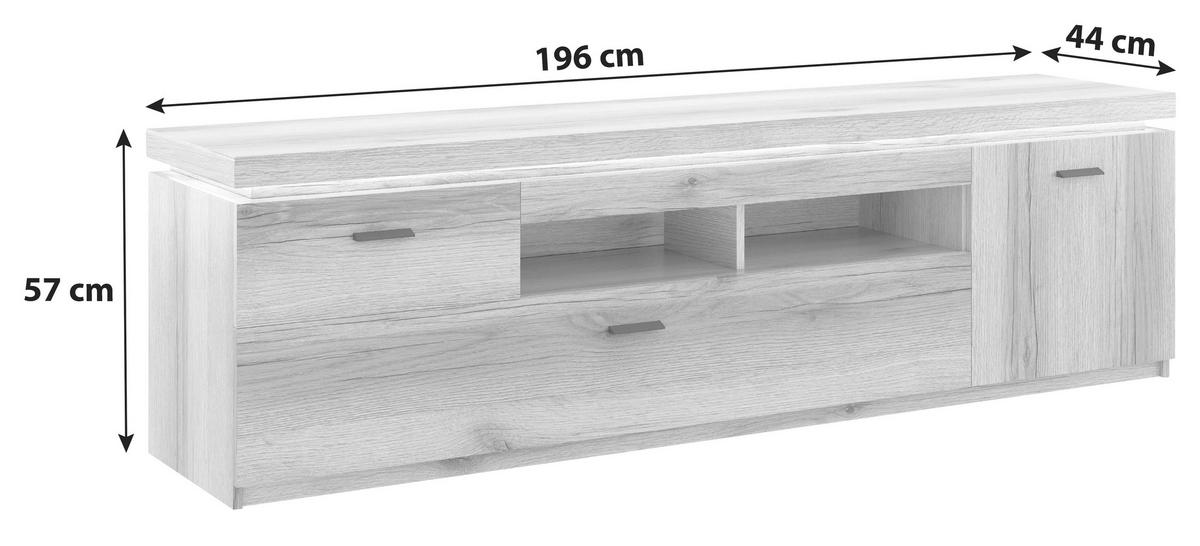 Tv-element Vancouver B: 196 Cm Eiche Dekor - Eichefarben, MODERN, Holzwerkstoff (196/57/44cm)