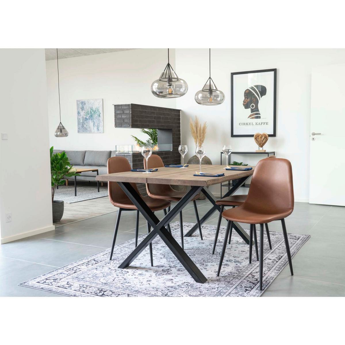 Stuhl-set Stockholm Cognac B: 44 Cm - Cognac/Schwarz, MODERN, Textil/Metall (44/86/54cm) - MID.YOU