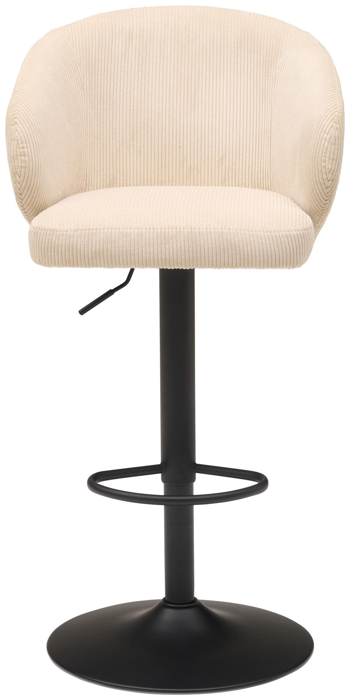 Barhocker höhenverstellbar mit Lehne Wisal Cord Beige - Beige/Schwarz, KONVENTIONELL, Textil/Metall (54/91-112/52cm) - MID.YOU