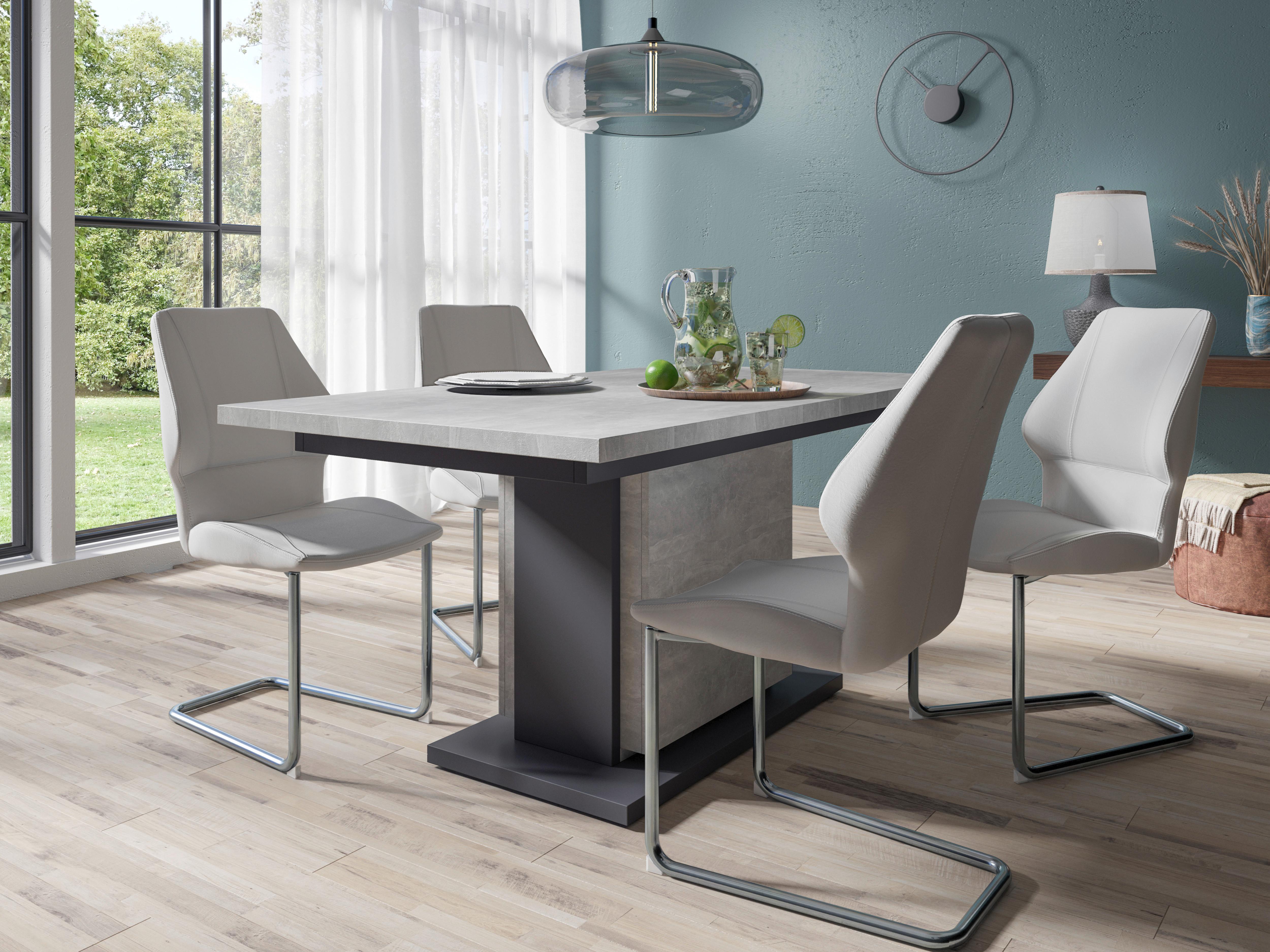 Esstisch ausziehbar Britta 160-215x90 cm Grau - Anthrazit/Grau, MODERN, Holzwerkstoff (160-215/90/75cm) - MID.YOU