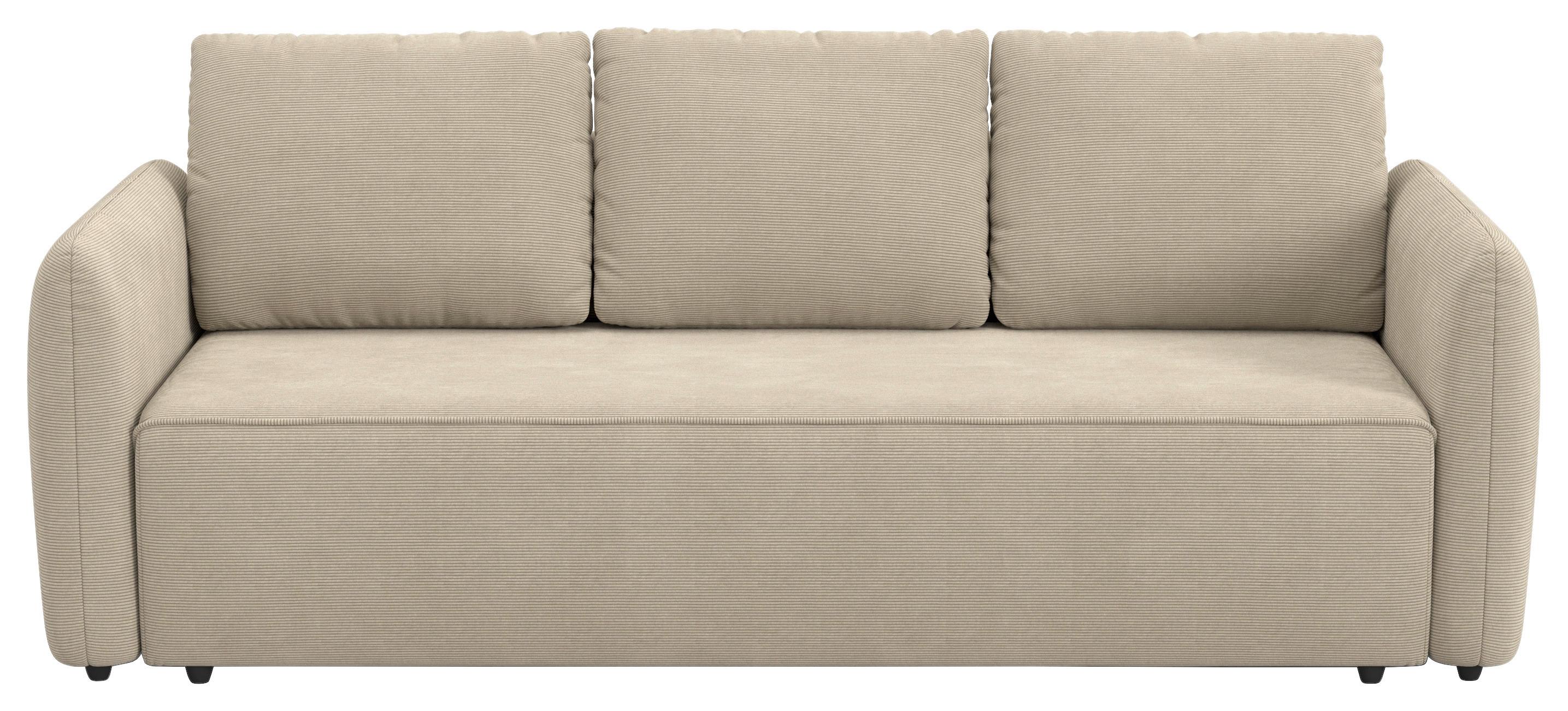 Megasofa mit Bettfunktion Flow Cord braun, B: 222cm - Hellbraun/Schwarz, Trend, Textil (222/89/102cm) - MID.YOU