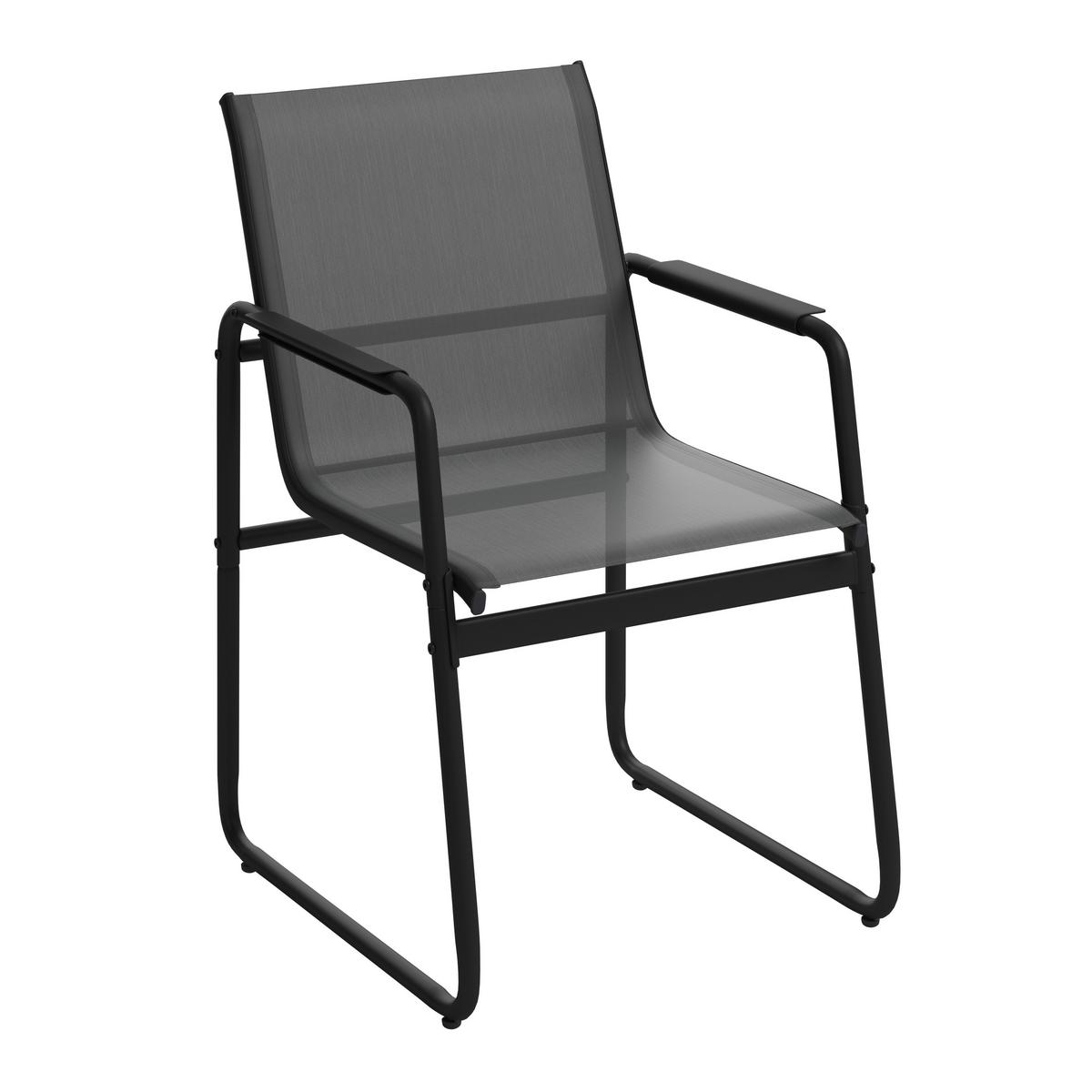 Gartenmöbel Set 7-tlg. Toulon Aus Metall/textil/glas - Dunkelgrau/Schwarz, MODERN, Glas/Textil (50/90/82/75/59,5/160cm) - Beldano