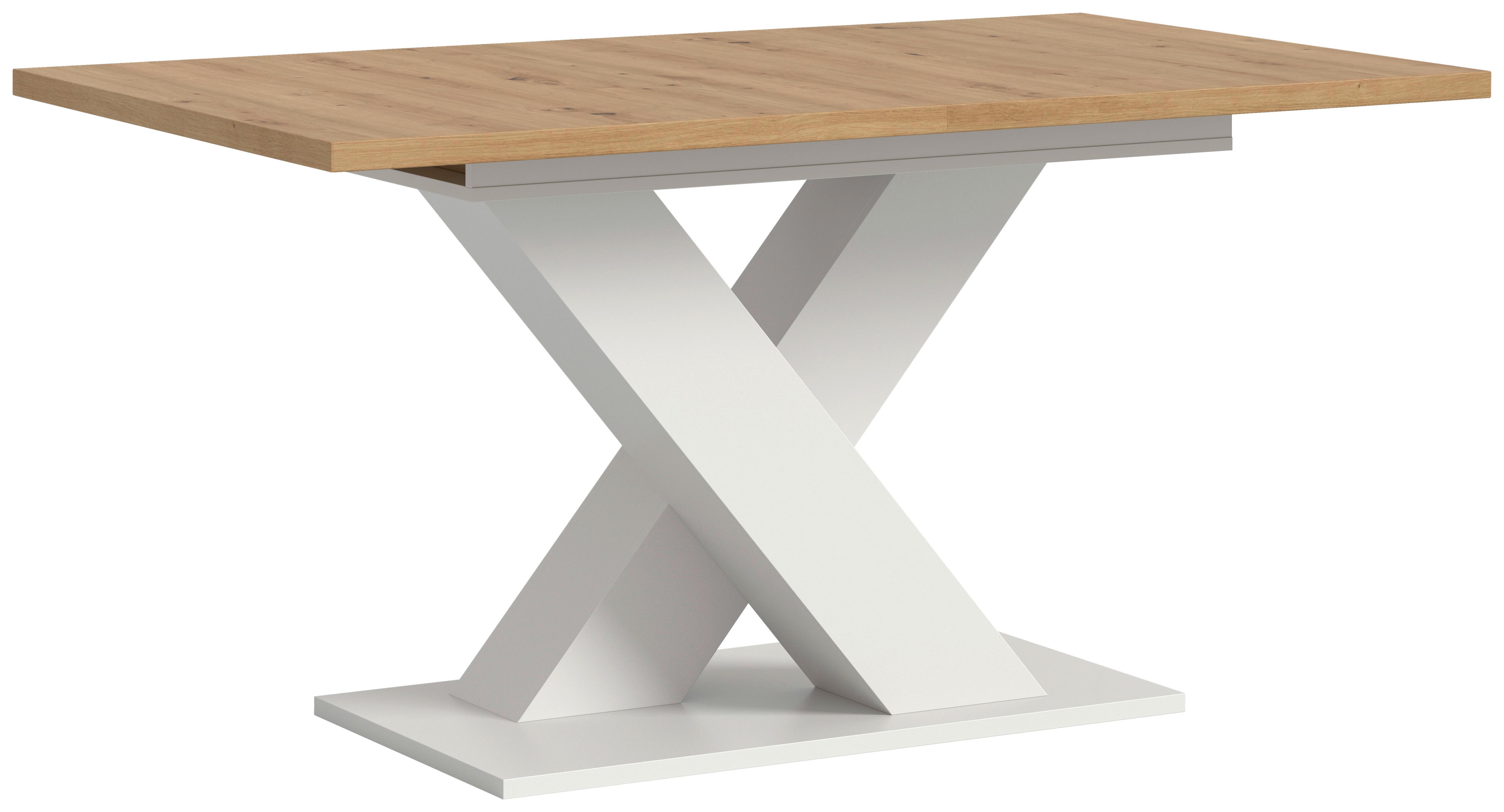 Ausziehtisch Marlon 150 Az Artisan/Weiß, B: 150-190 cm - Weiß/Eiche Artisan, KONVENTIONELL, Holzwerkstoff (150-190/76/90cm)