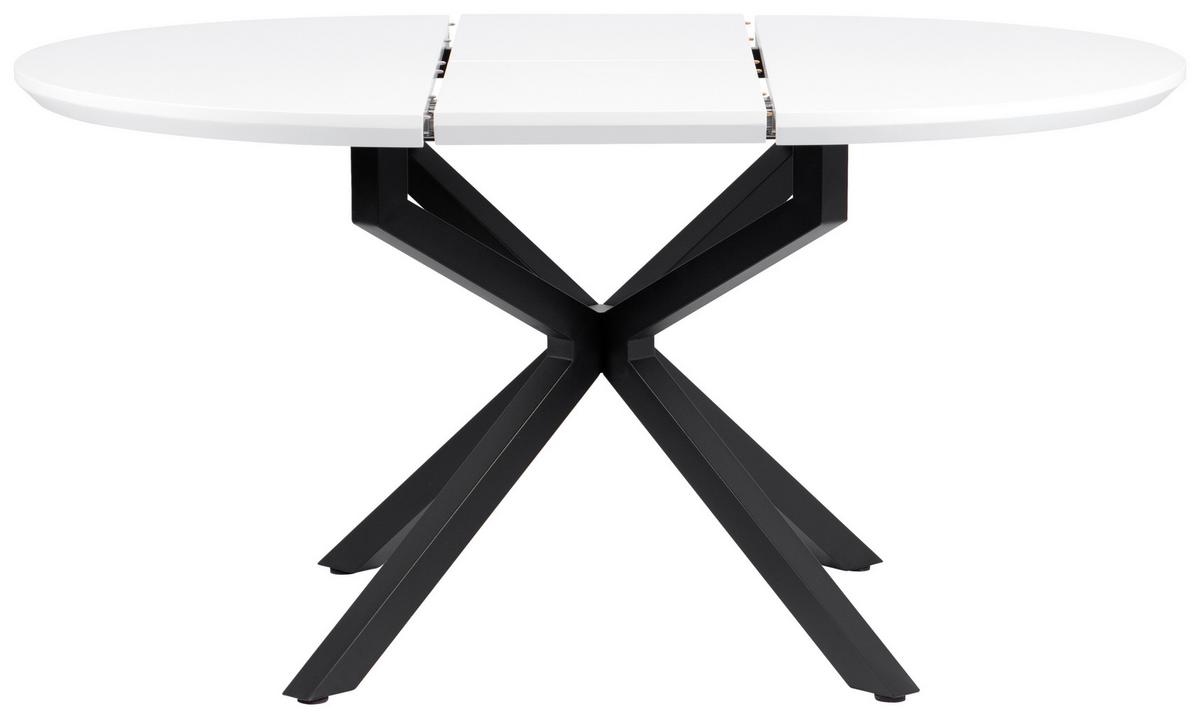Esstisch Aris Weiß L 108-148 cm - Schwarz/Weiß, MODERN, Holzwerkstoff/Metall (108/148/108/76cm) - Livetastic