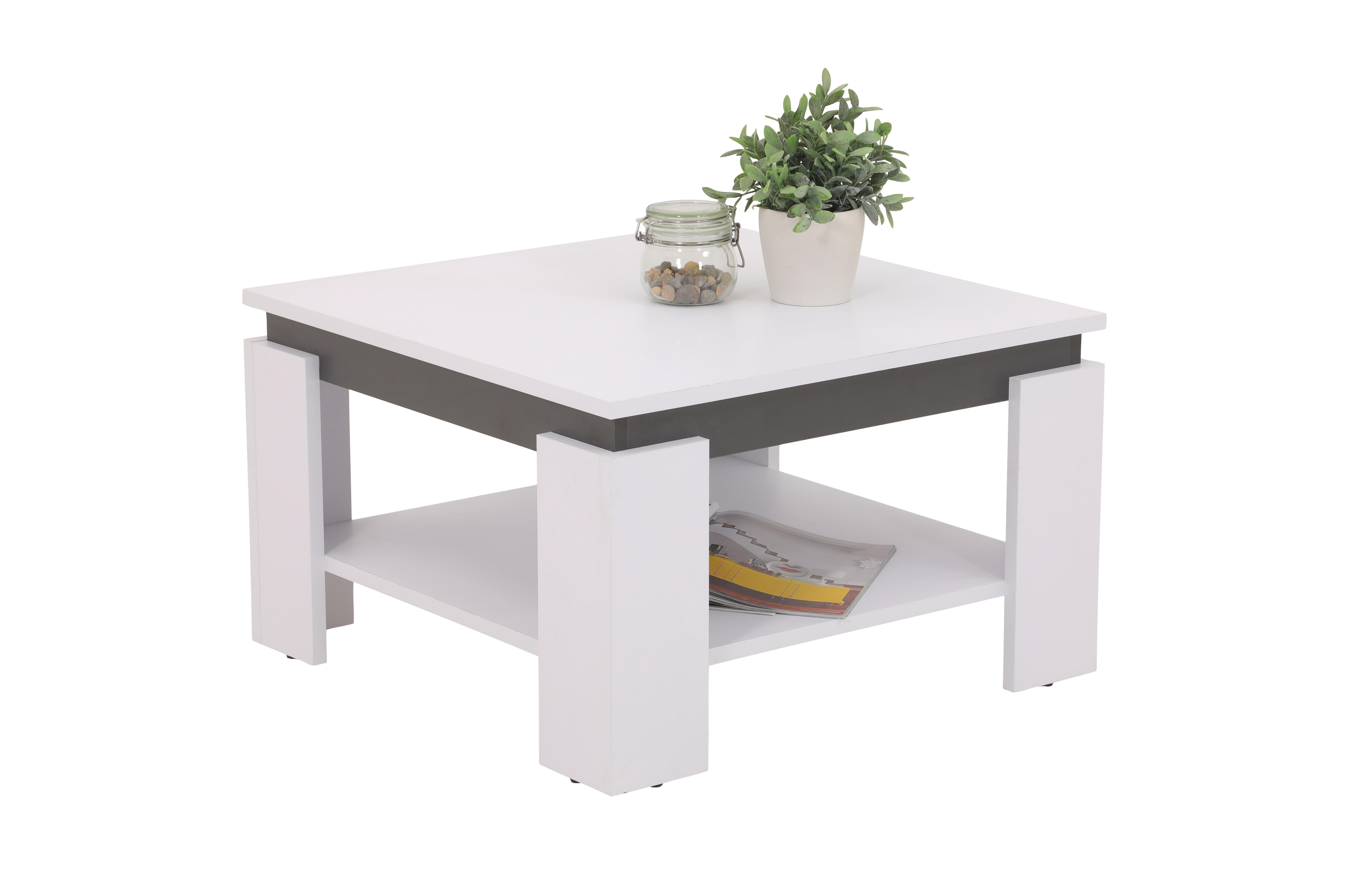 Couchtisch Tim Weiß L: 68 cm - Weiß, Design, Holzwerkstoff (68/68/41cm) - Livetastic