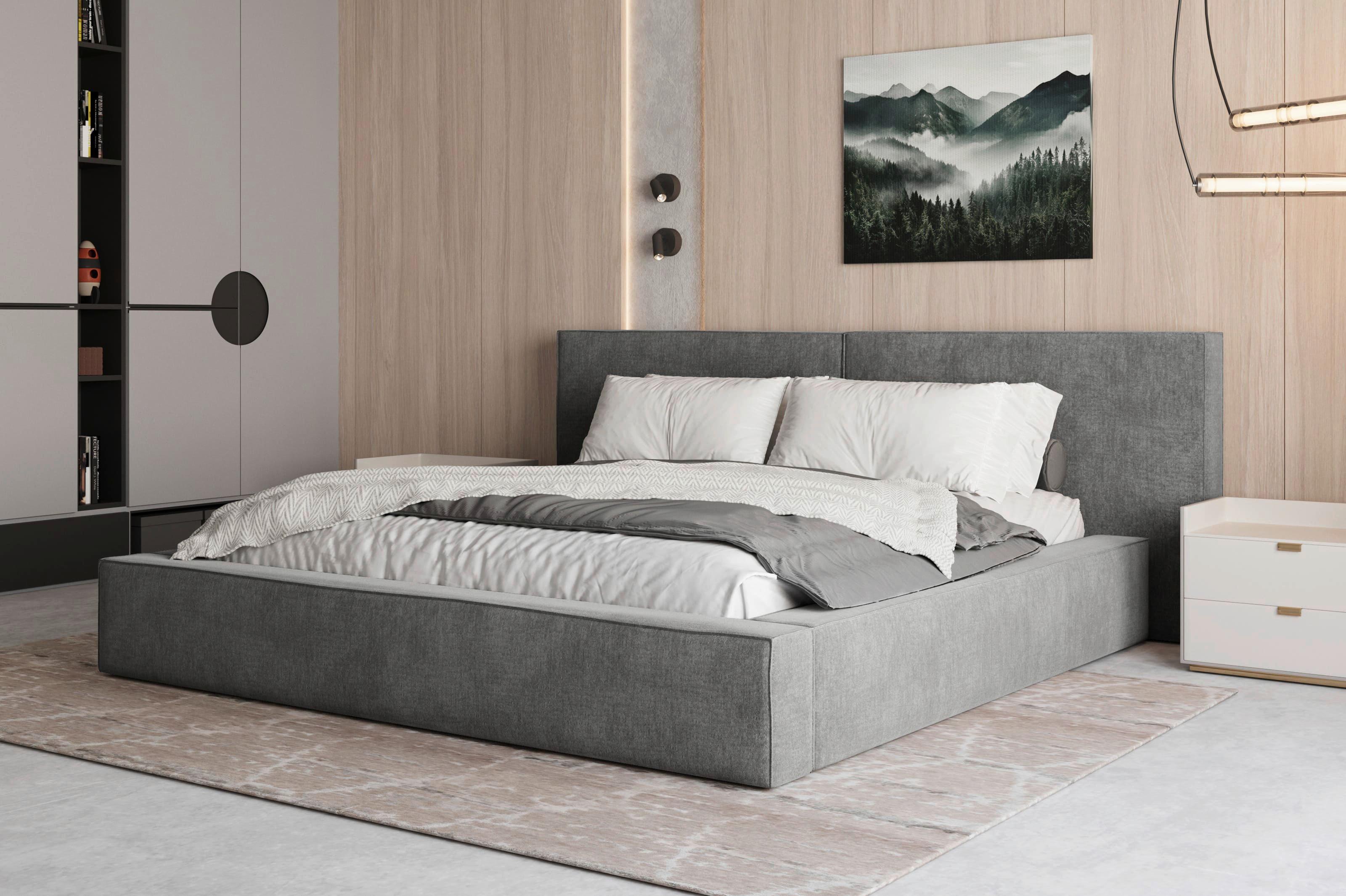 POLSTERBETT Jasmine Anthrazit 160x200cm - Anthrazit/Schwarz, MODERN, Holz/Metall (160/200cm) - MID.YOU