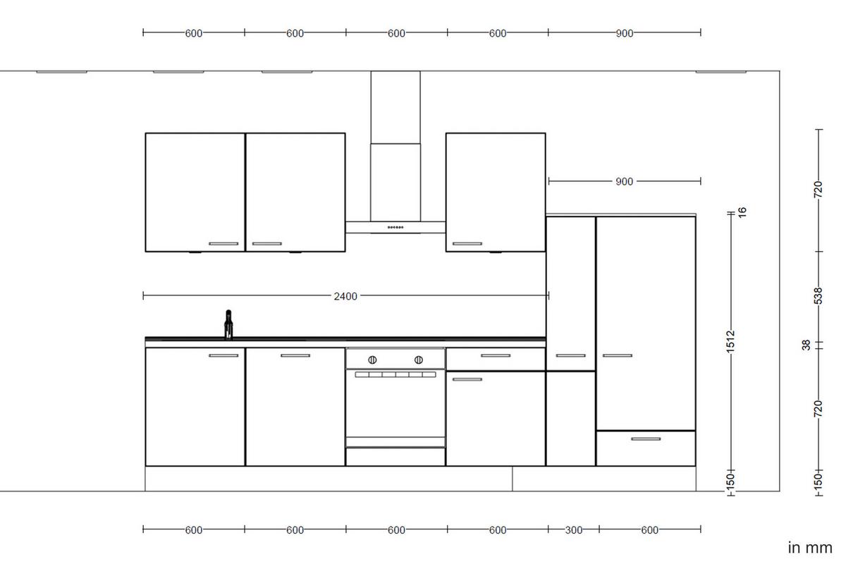 Kuchyňská linka 330 cm, alpská bílá vysoký lesk - barvy dubu/vysoce lesklá bílá, Moderní, kov/kompozitní dřevo (330cm) - Nobilia
