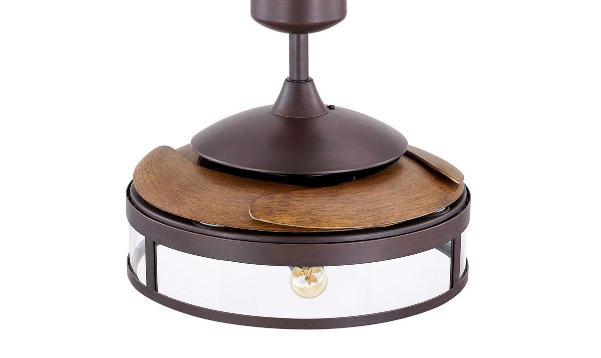 Deckenventilator Fanaway Bronzen 4 Flügel, Led-Leuchte - Walnussfarben/Bronzefarben, Basics, Kunststoff/Metall (122/41cm) - P & B