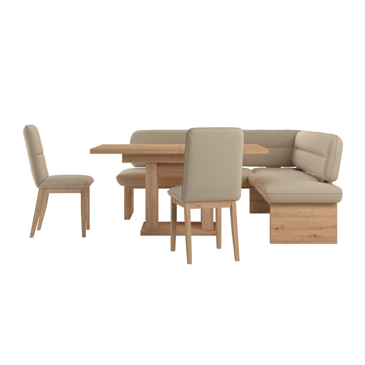 Eckbank Beluna Ii Webstoff Beige, B: 232cm - Eichefarben/Beige, KONVENTIONELL, Holz/Textil (232/170cm) - James Wood