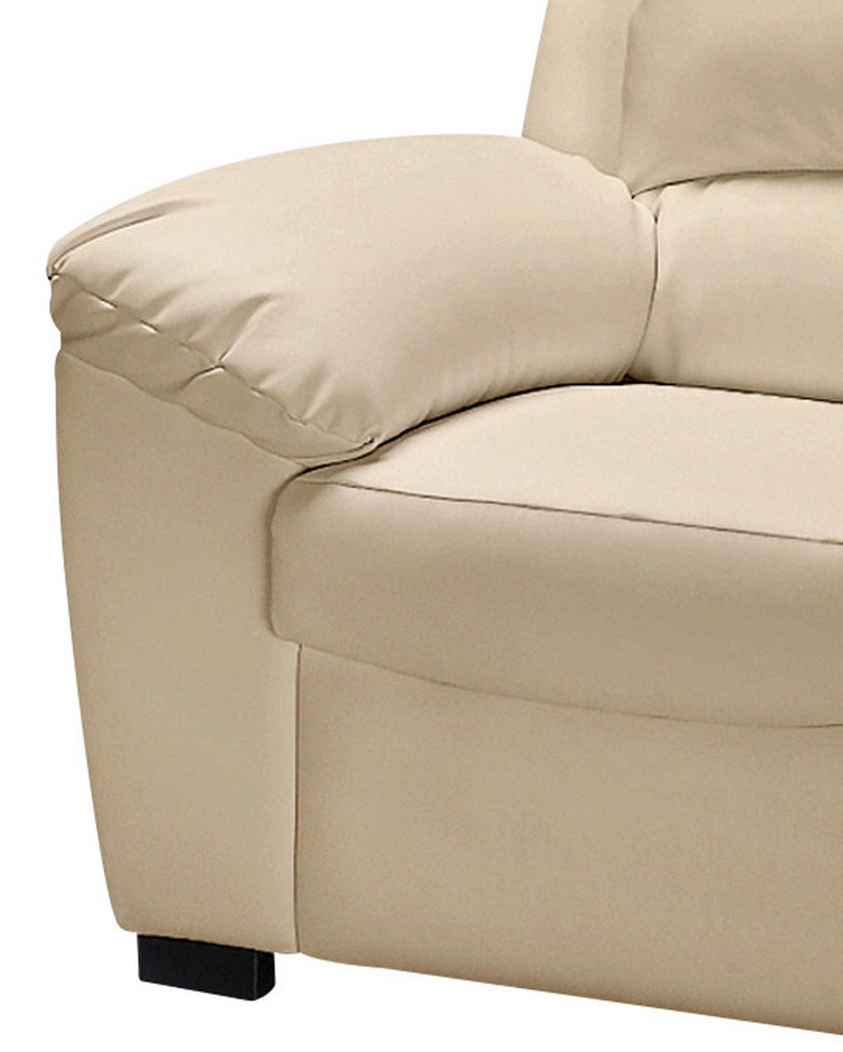 2-sitzer-sofa Danilo Rücken Echt Beige Lederlook - Beige/Schwarz, KONVENTIONELL, Textil (145/90/90cm) - MID.YOU