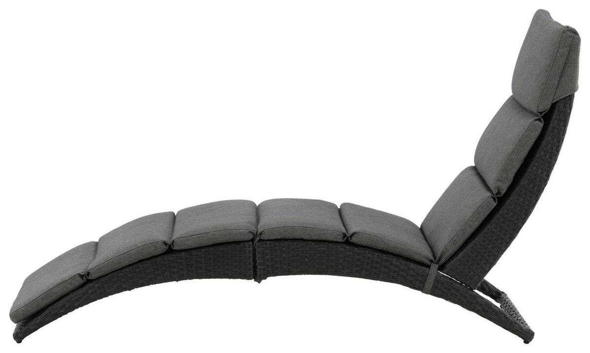 Sonnenliege Archie Kunststoff - Schwarz, KONVENTIONELL, Kunststoff (64/84/158cm) - Gardenson