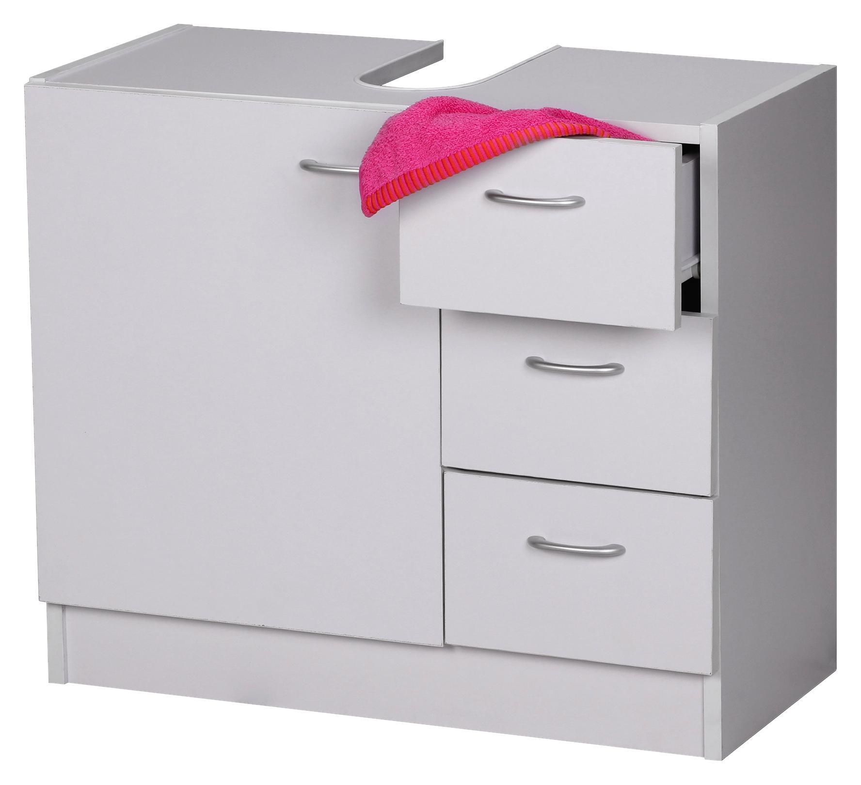 Waschbeckenunterschrank mit drei Laden und Drehtüre