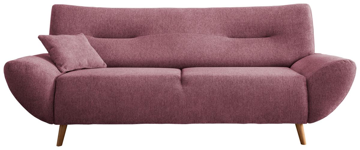 3-Sitzer-Sofa Drago Brombeere S: 205/90 cm - Wildeiche/Brombeere, MODERN, Holz/Textil (205/81/90cm) - MID.YOU