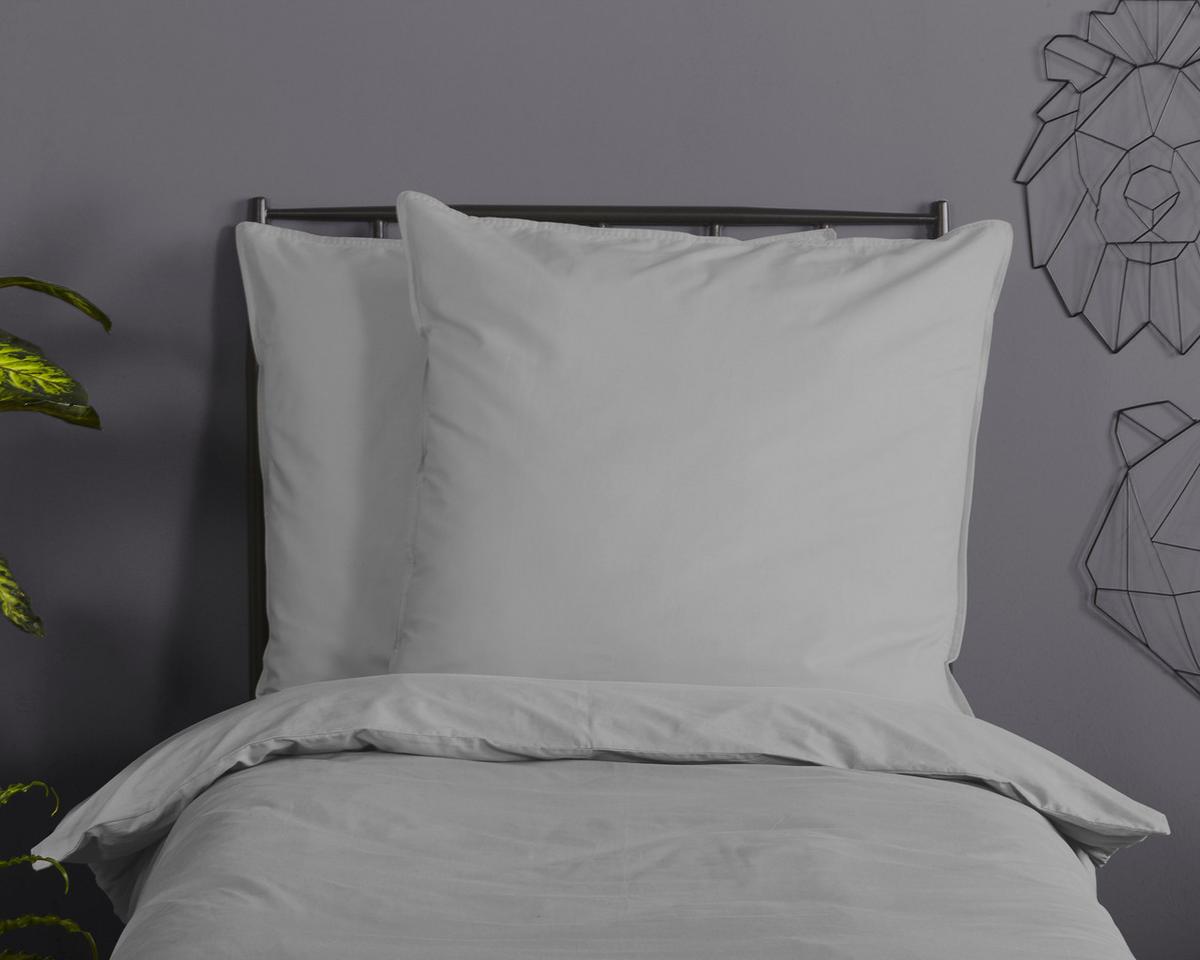 Bettwäsche Uni Grau Hellgrau 135x200 cm - Hellgrau, Basics, Textil (135/200cm)