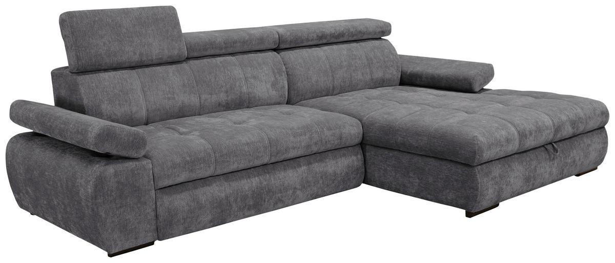 Rohová sedačka VEGAS, pravá, tmavosivá ženilka - čierna/tmavosivá, Design, drevo/textil (294/173cm)