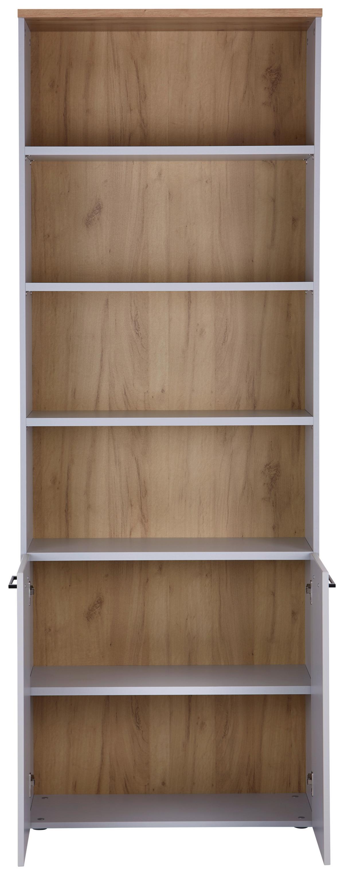 Aktenregal Kontor 3 Eiche Dekor Grau B: 80 cm - Eichefarben/Grau, MODERN, Holzwerkstoff (80/220/38cm)