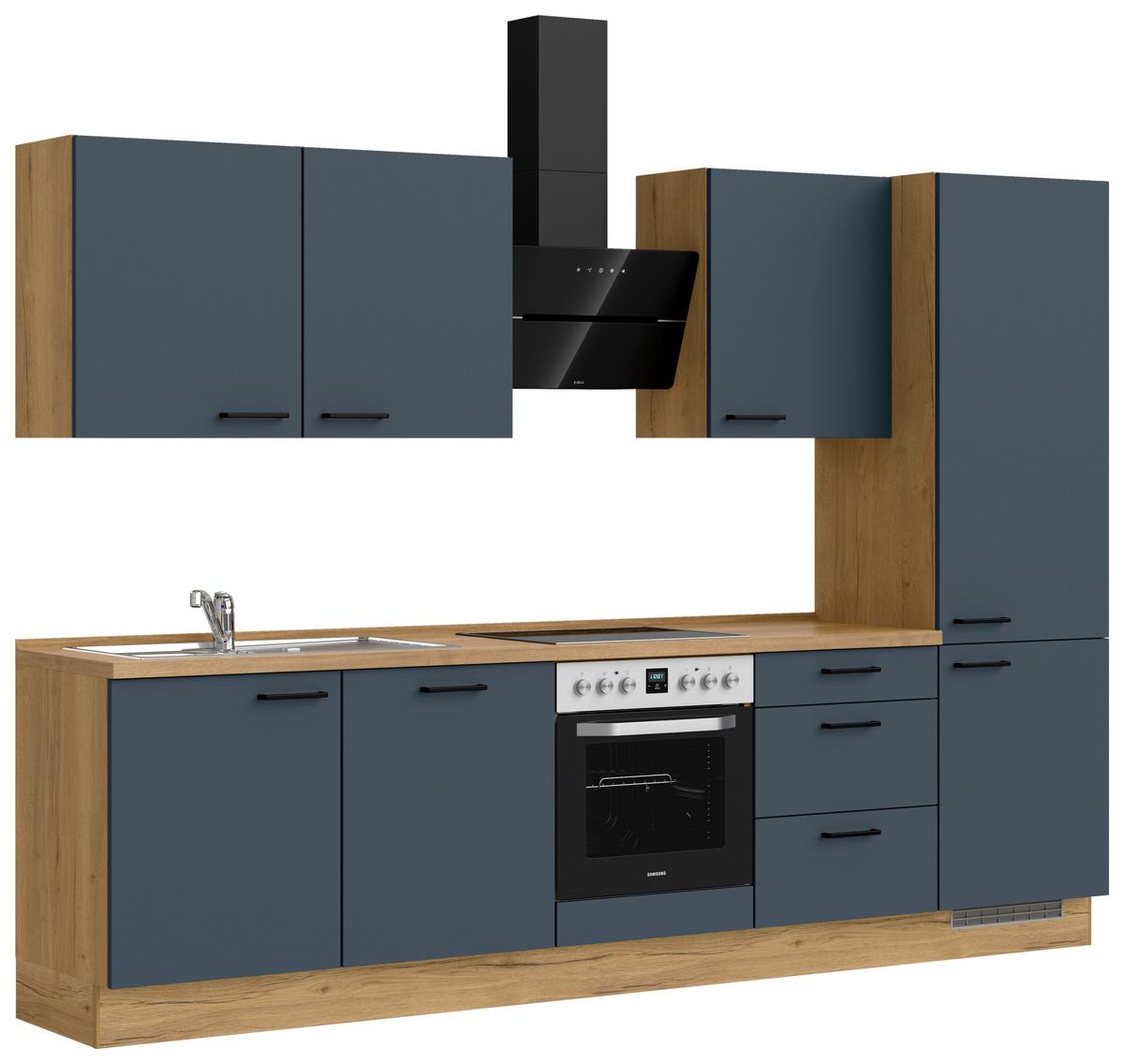 Küchenleerblock Easytouch High-Line, H10 Re. - Blau/Eichefarben, MODERN, Holzwerkstoff (300cm) - Nobilia