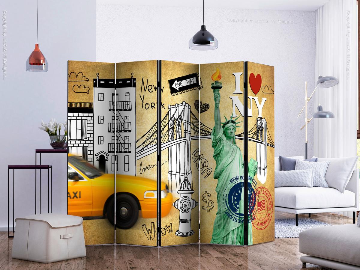 Paravent Multicolor B: 225 cm - Multicolor, Basics, Holz/Textil (225/172/3cm) - artgeist