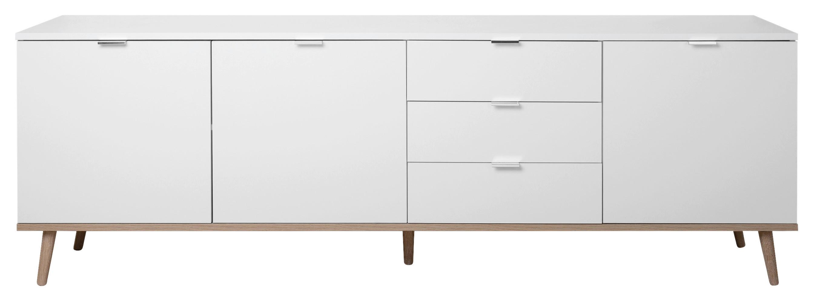 Sideboard Dekor Mit 3 Laden 200cm Göteborg 57 Sonoma Eiche - Weiß/Sonoma Eiche, KONVENTIONELL, Holzwerkstoff (200/68/40cm) - MID.YOU