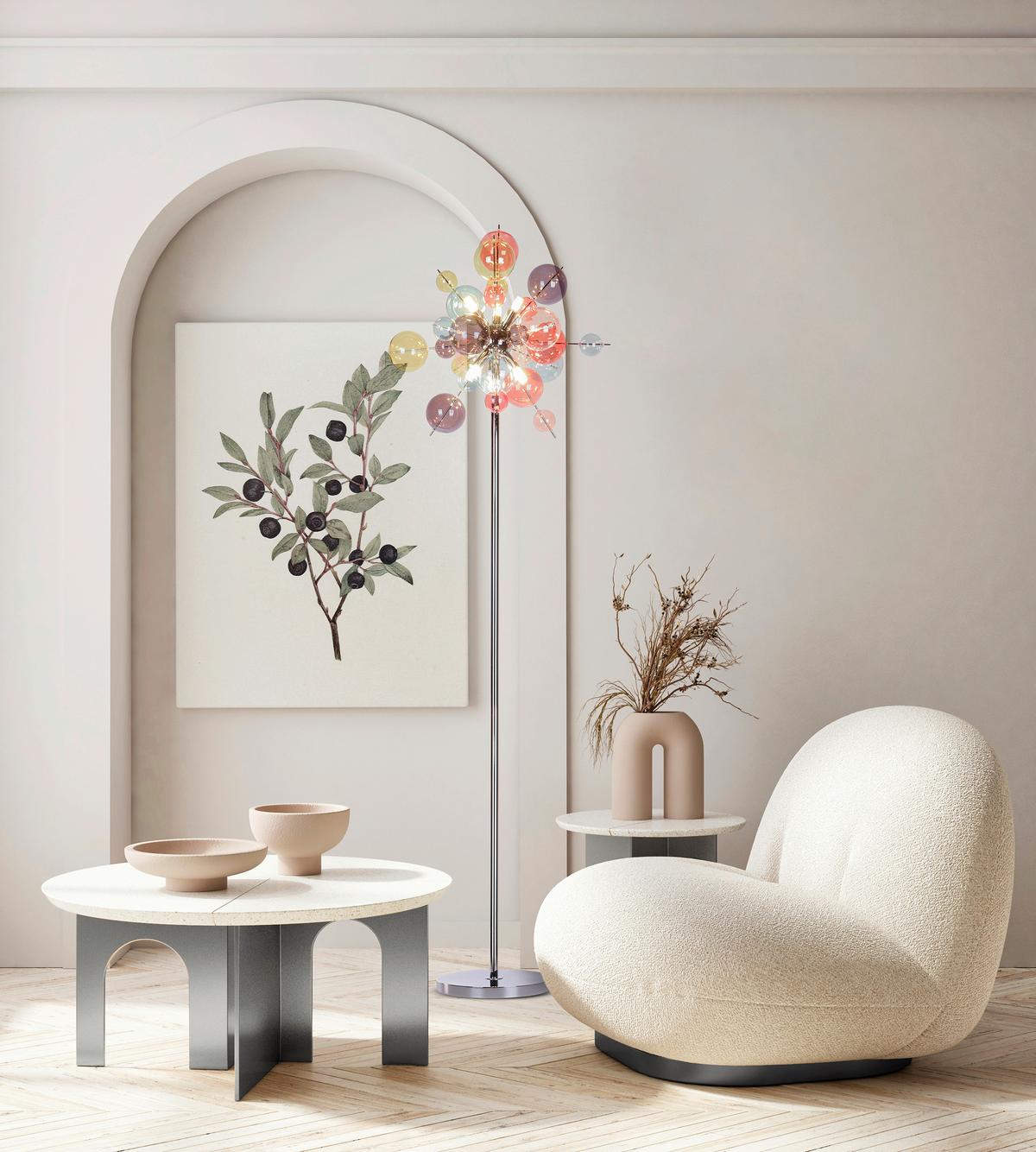 Stehleuchte Farbglas, Chrom - Chromfarben/Multicolor, Design, Glas/Metall (51/169cm) - Näve