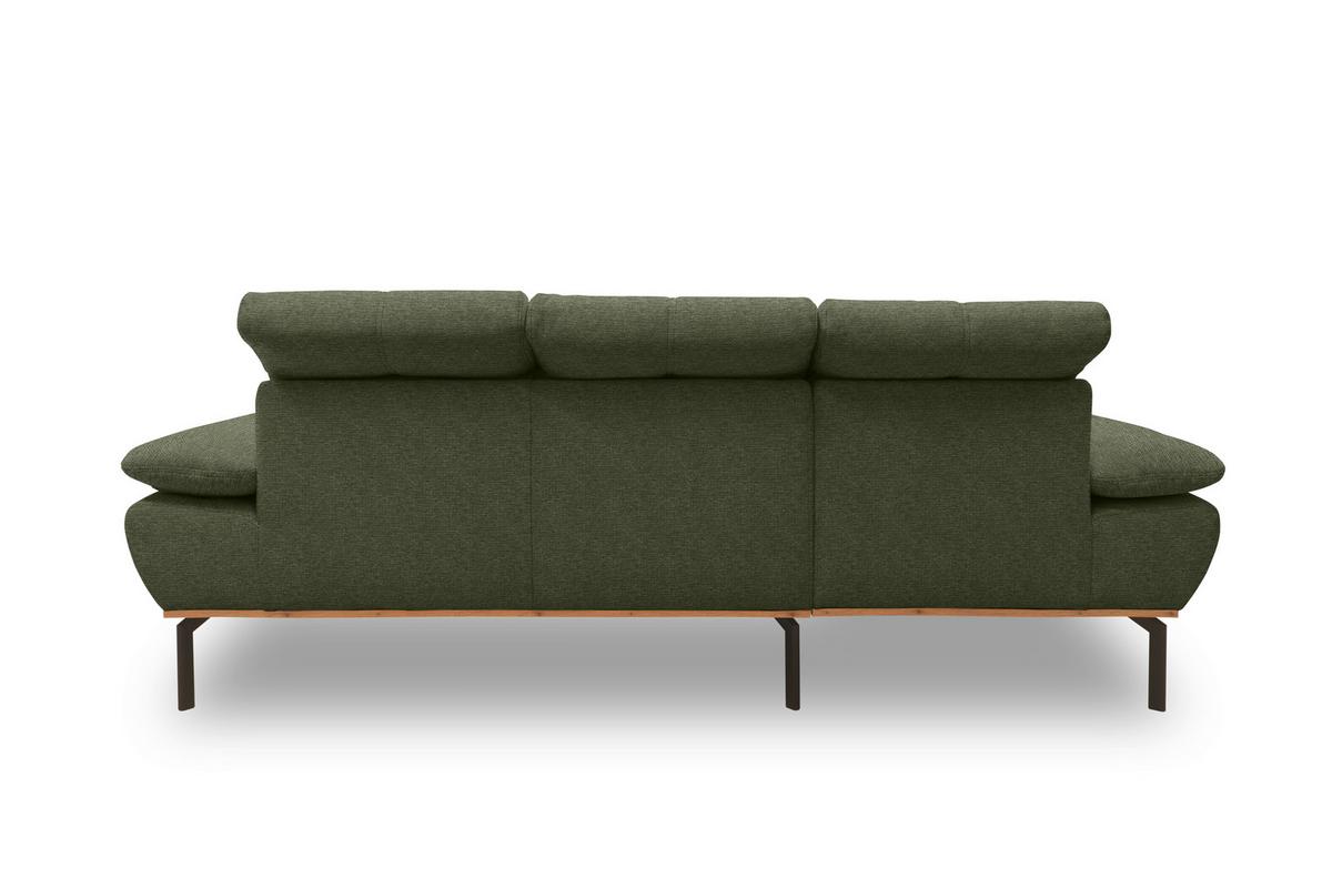Ecksofa Grün S: 242x170 cm - Wildeiche/Schwarz, Design, Holz/Textil (242/170cm) - MID.YOU