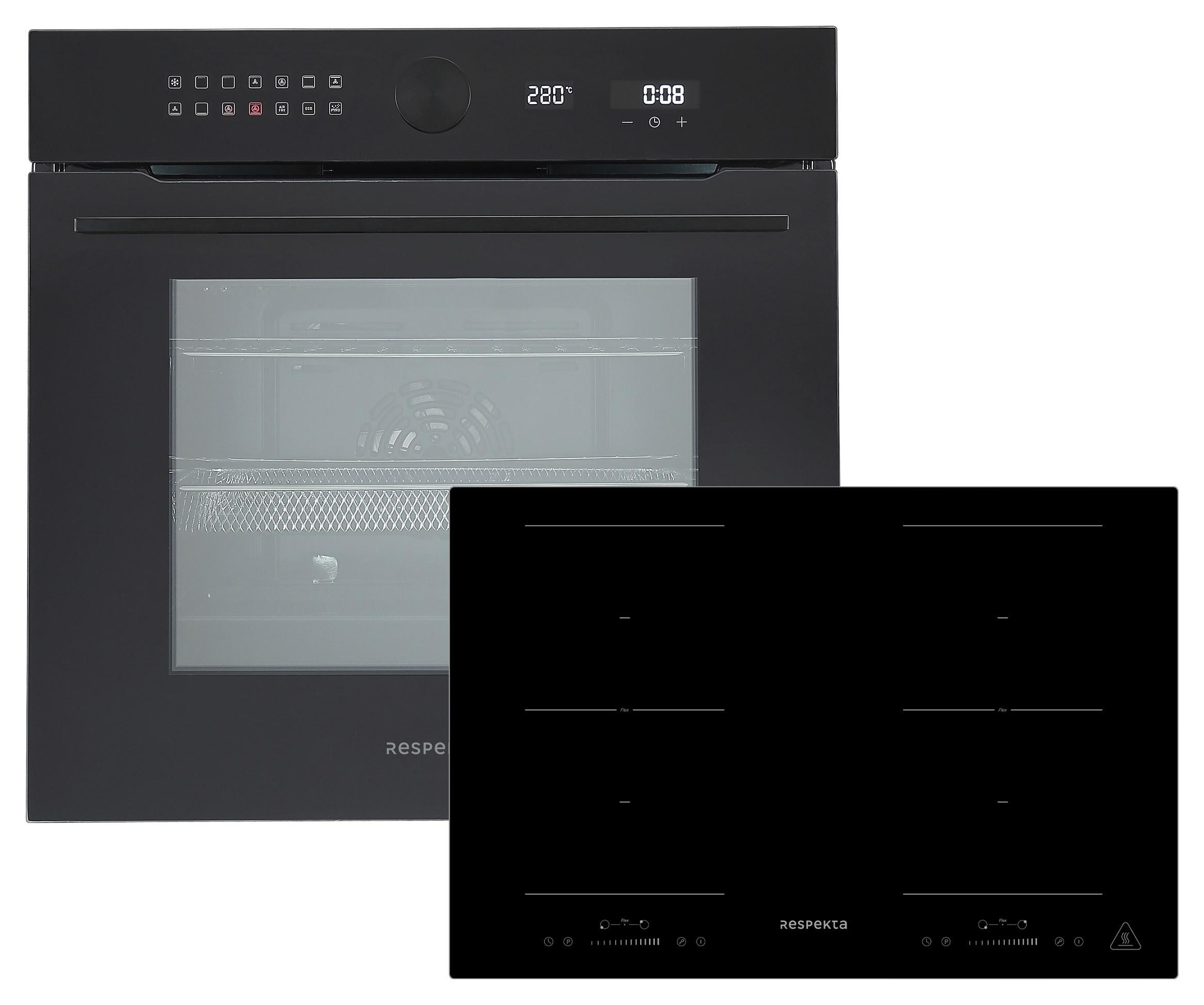 Backofenset Schwarz B: 59,5 cm - Schwarz, Basics, Glas/Metall (59,5/59,5/57,5cm) - Respekta