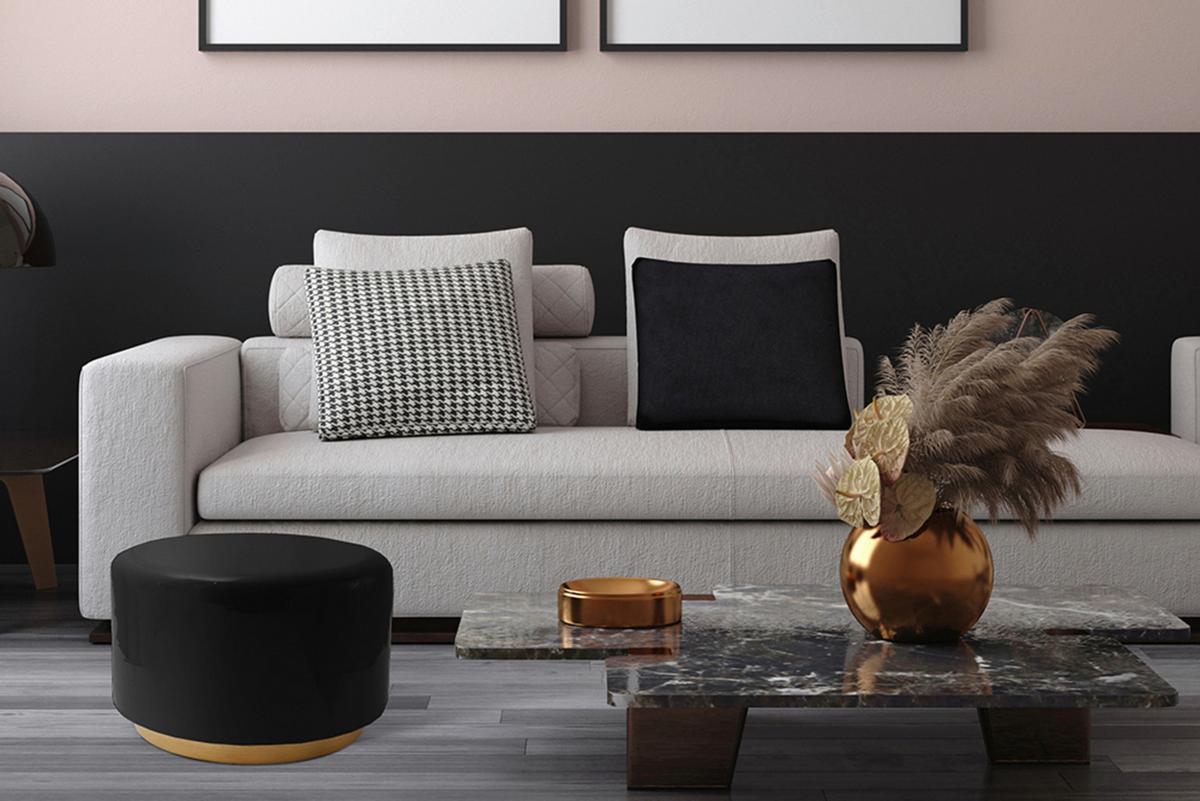 Hocker Artisse 250 Schwarz/Goldfarben D: 51,5 cm - Goldfarben/Schwarz, Design, Metall (51,5/43cm) - Kayoom