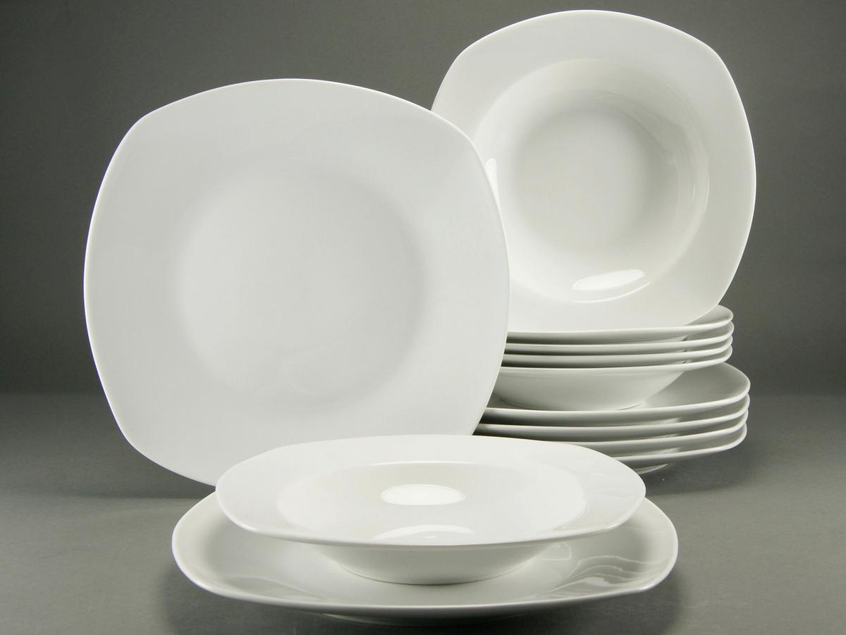 Jedálenský servis Amelie biely, 12 dielny pre 6 osôb - biela, keramika - Creatable