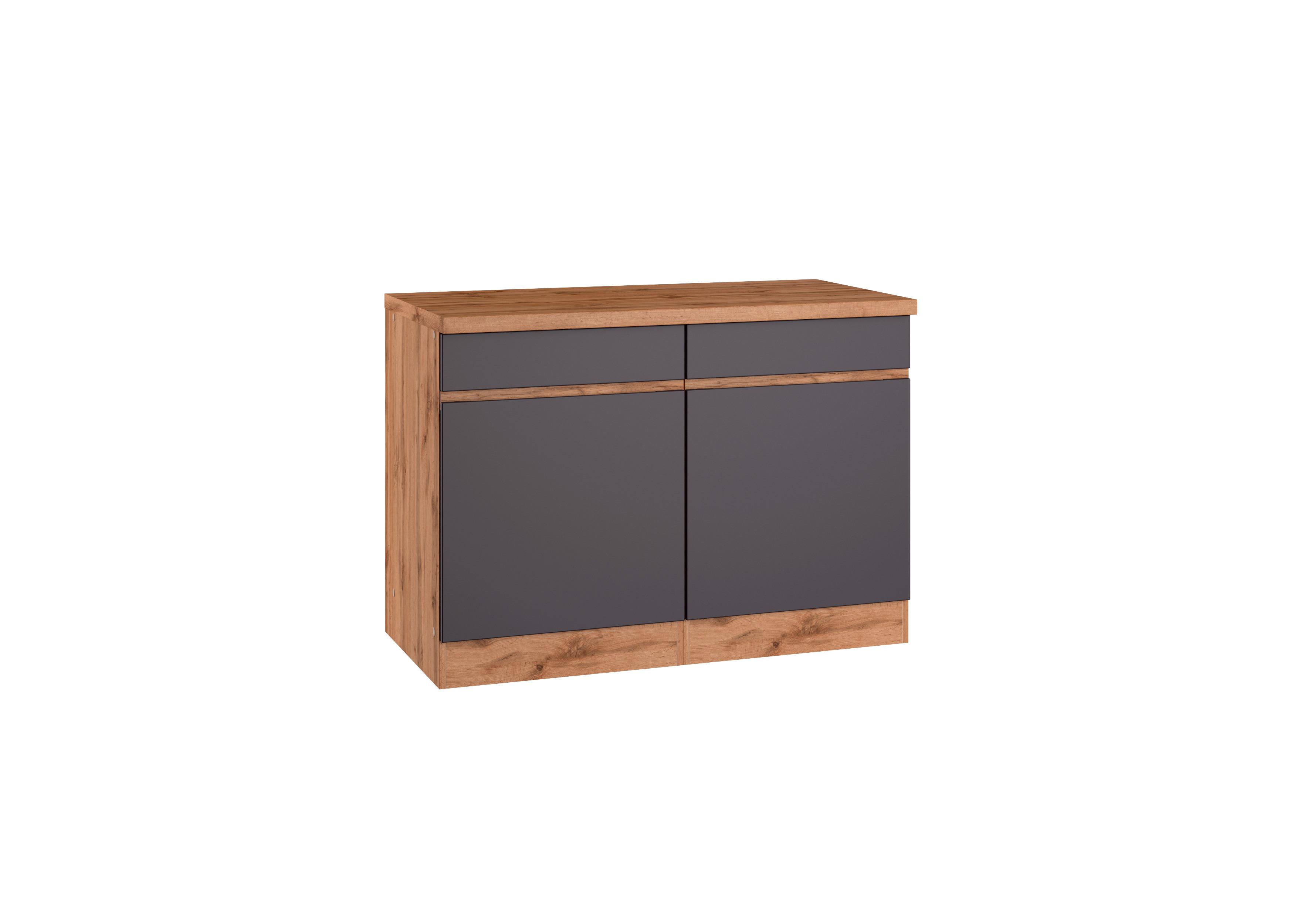 Küchenunterschrank Turin 120 cm Grau/Wotaneiche