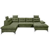 Sedacia súprava DURBAN U, ľavá, olivovozelená - olivovozelená/čierna, Konventionell, textil/plast (218/324/170cm) - MID.YOU