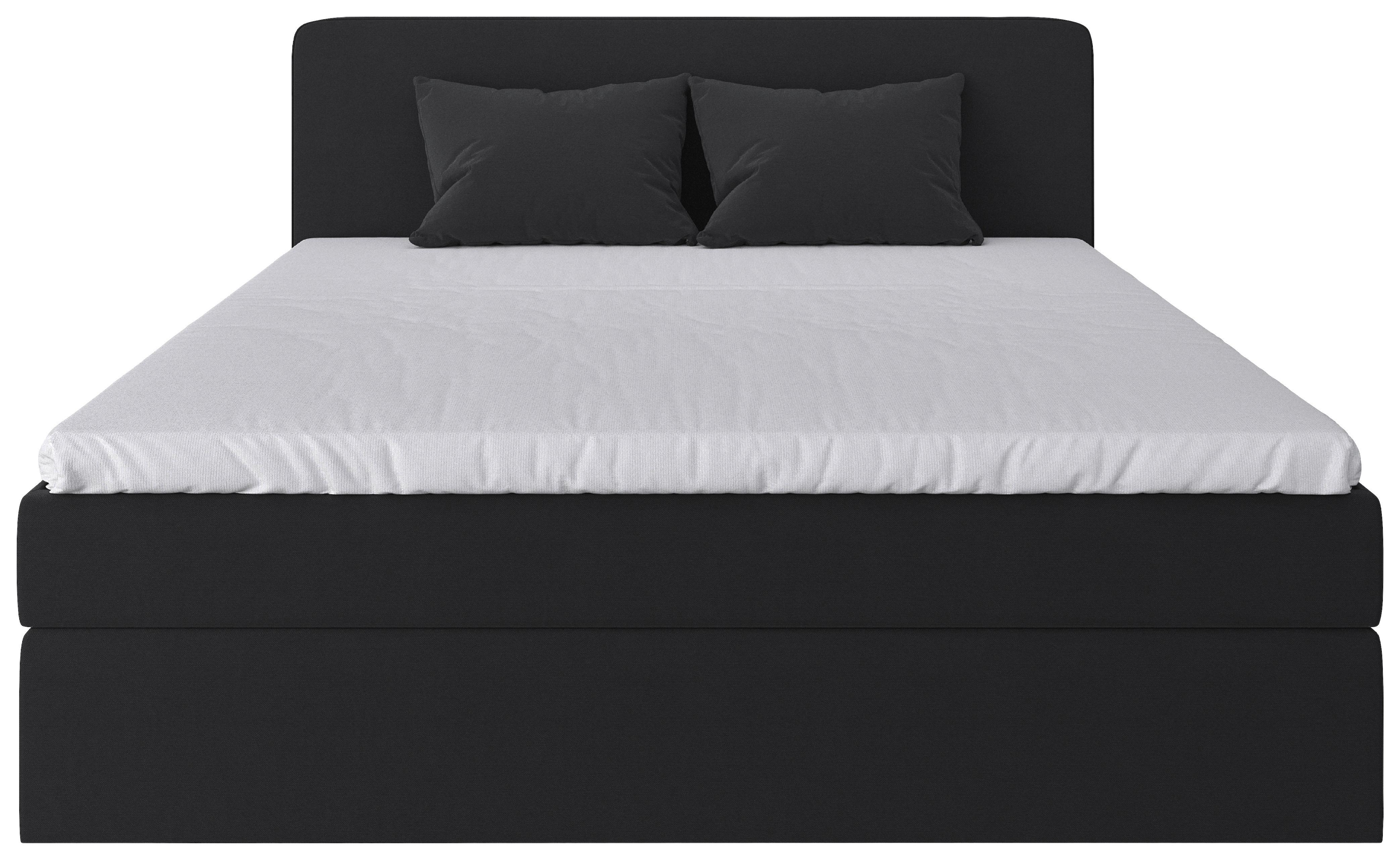 Boxbett Jubi 180-A - Anthrazit/Schwarz, KONVENTIONELL, Holz/Textil (180/200cm)