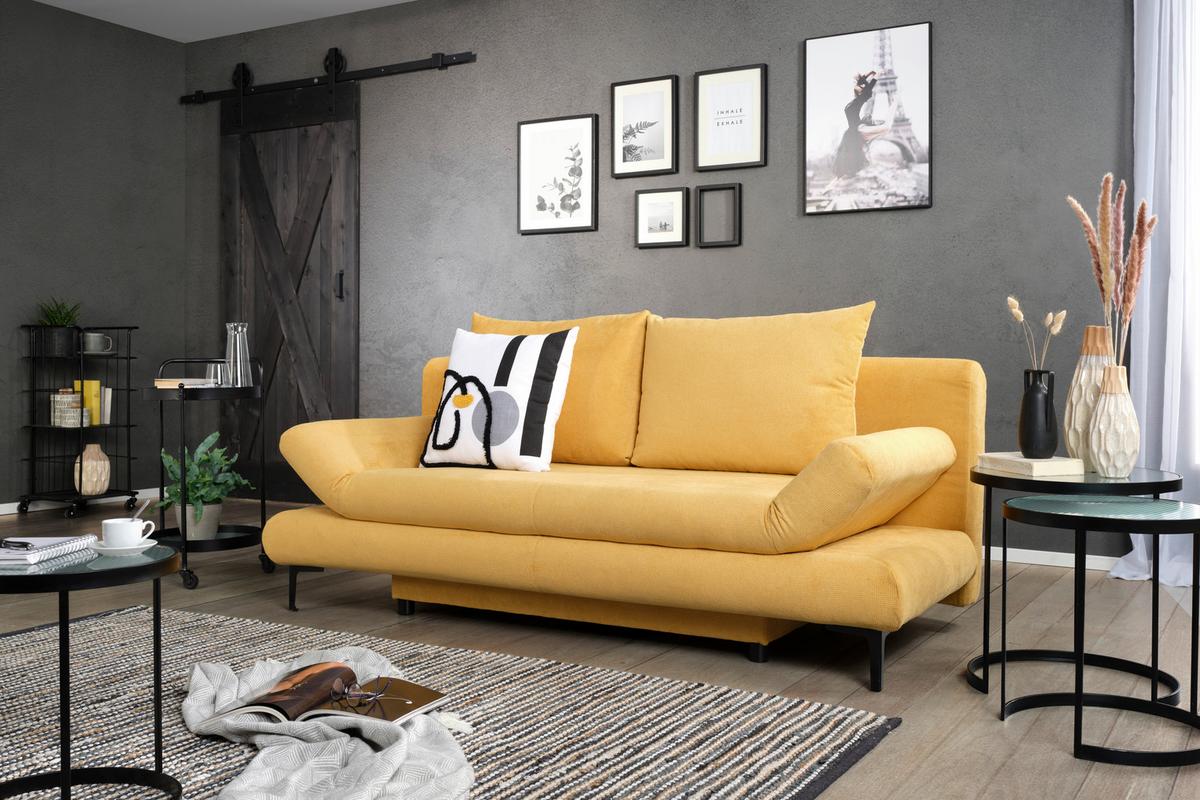 ROZKLÁDACÍ POHOVKA LEMON - černá/žlutá, Moderní, textil (191/42-76/86cm)