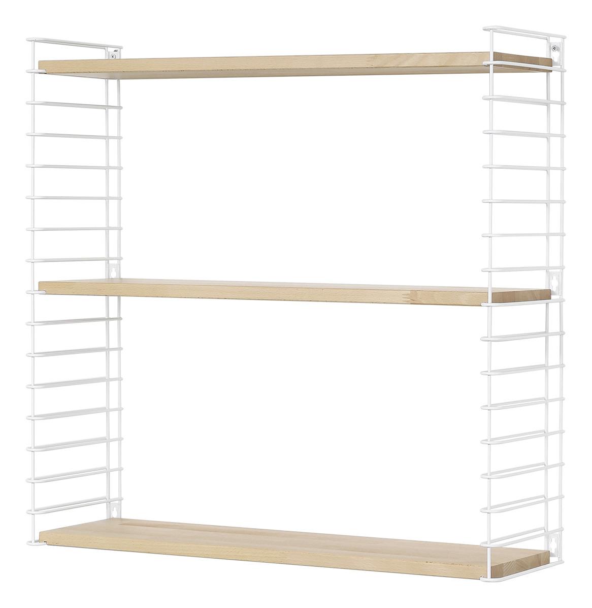 Wandregal Tomado B: 70 cm Weiß/Buchenholz 3 Fächer - Buchefarben/Weiß, KONVENTIONELL, Holz/Metall (70/68/21cm) - Tomado