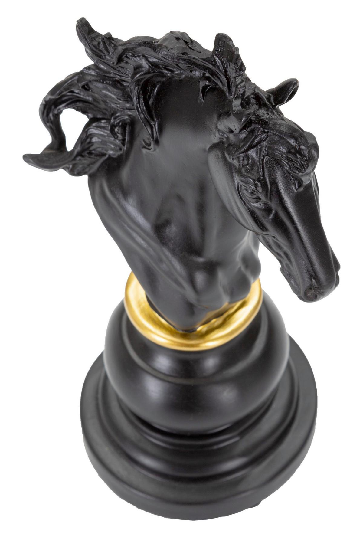 Skulptur Black And Horse B: 14 cm - Goldfarben/Schwarz, Basics, Kunststoff (14/27/11cm)